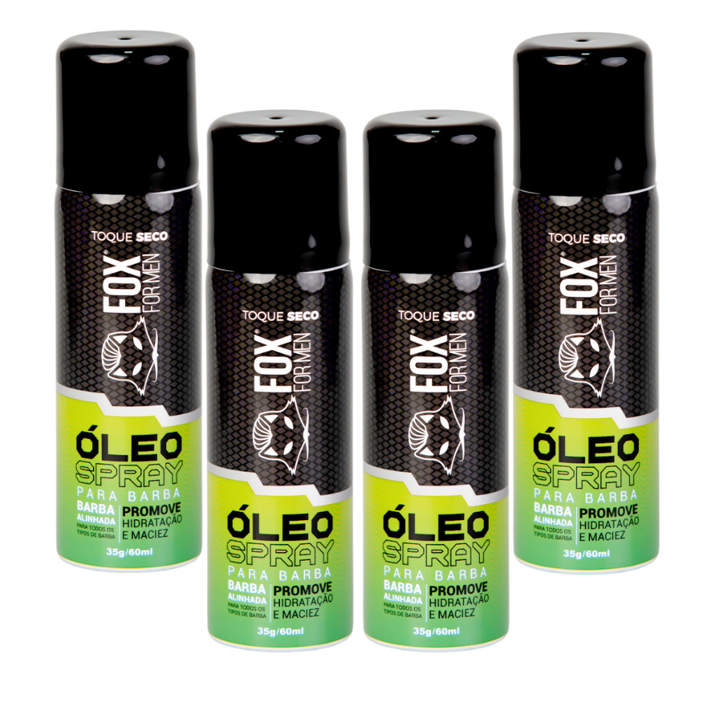 Óleo Spray 60ml Fox for Men - Para Barba 4 Unidades