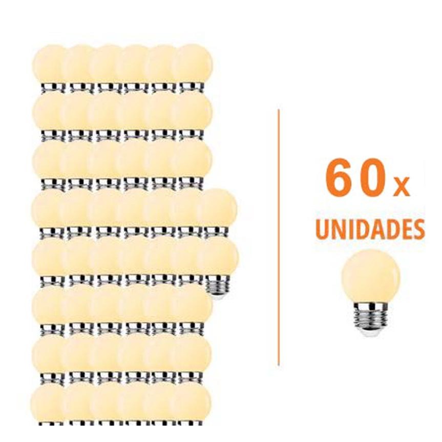 Kit 60 Lâmpada Bolinha Bulbo Led 4w Branco Quente 110v 220v