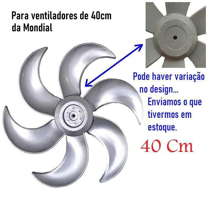 Hélice Para Ventilador Mondial 40CM 6 Pás - CINZA - FURO REDONDO (adaptável)