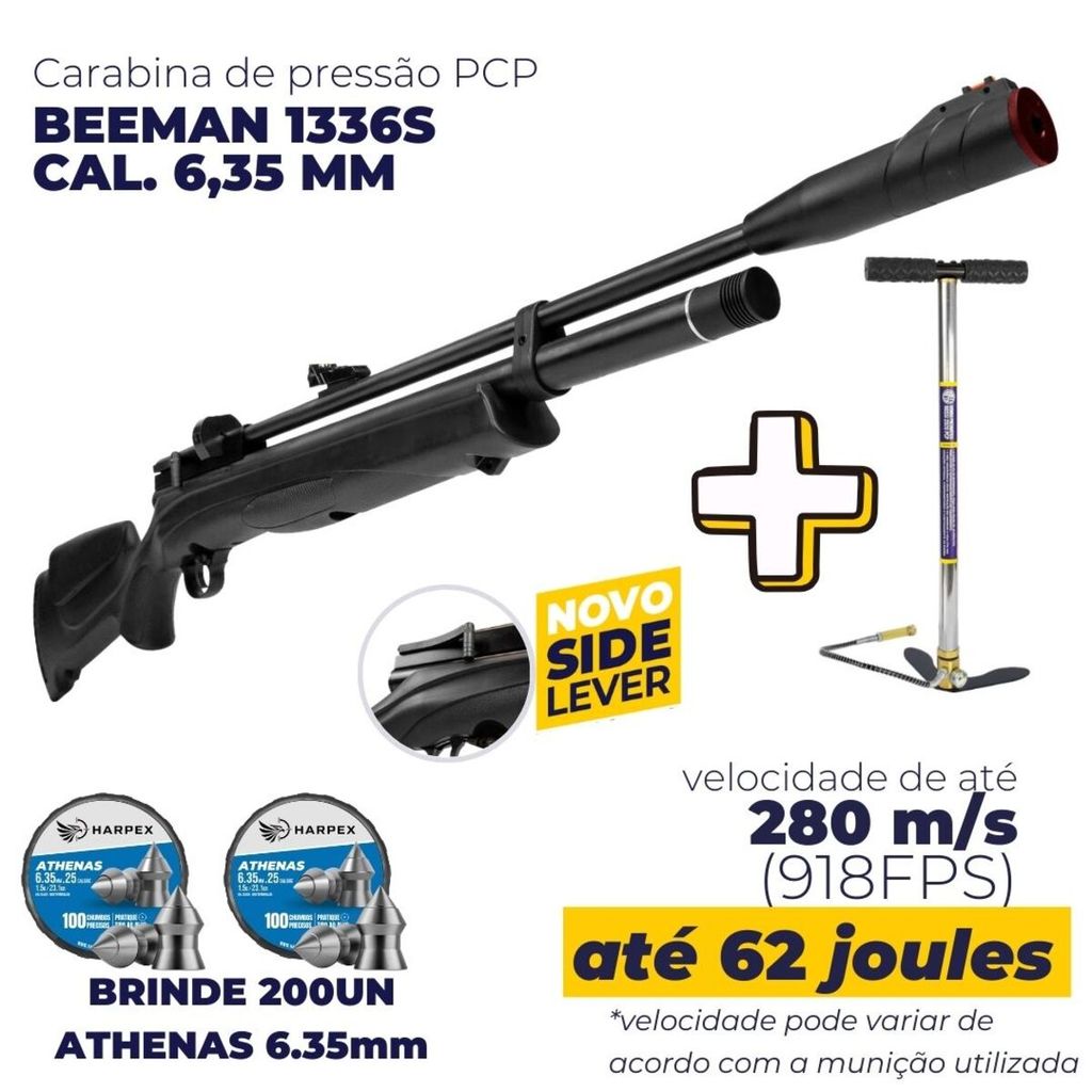 Carabina Beeman 1336S 6,35mm Rossi – Alta Potência + Bomba PCP + 200 Chumbinhos