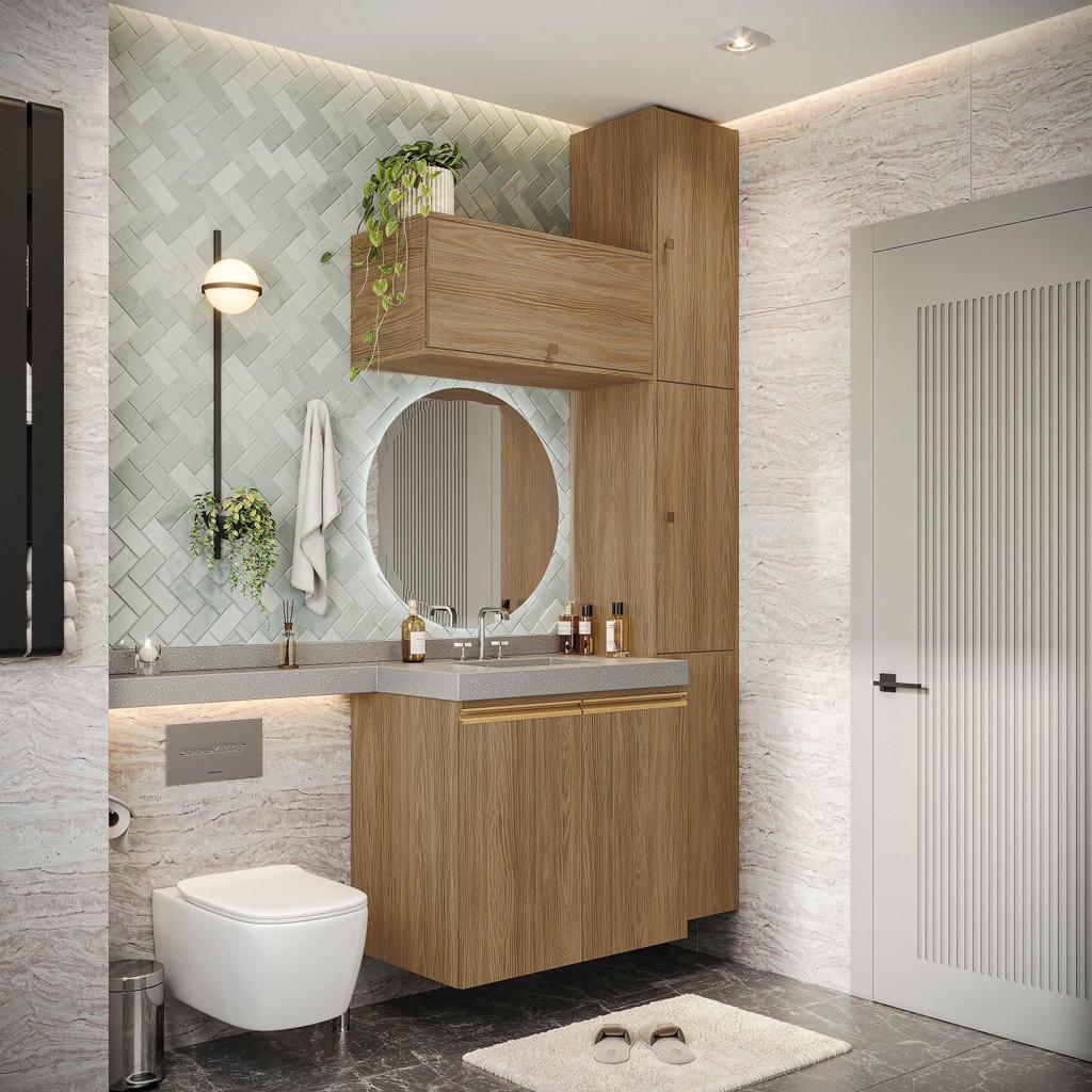 Conjunto para Banheiro Kappesberg Celeste 5 Peças Nogueira 116,5cm em Oferta na Shopee