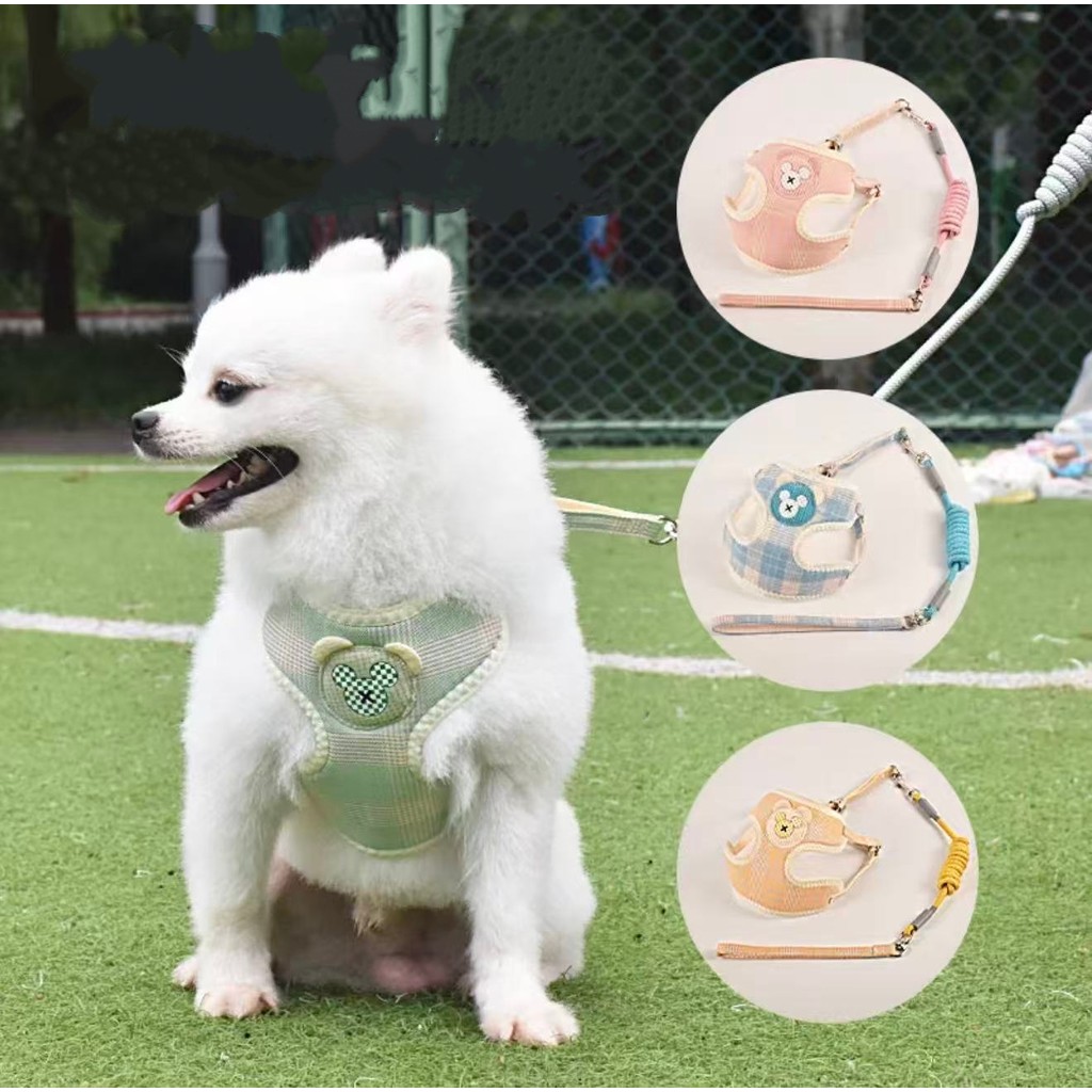 Coleira Peitoral para cachorro pequenos e médios com guia para pet colete confortável