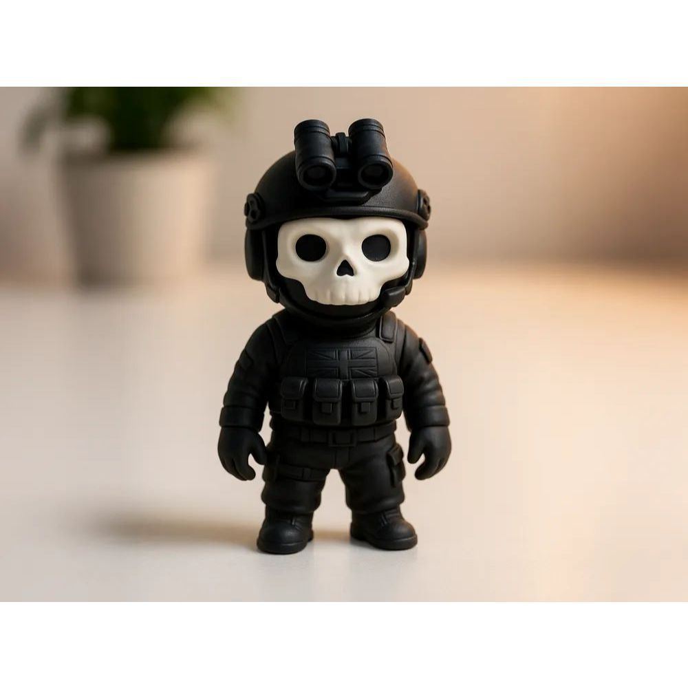 Chaveiro Ghost COD 3D Chibi – Miniatura Call of Duty 5 cm | Acessório Gamer Geek Colecionável