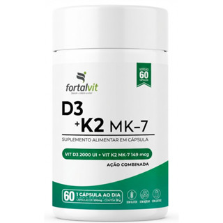 D3 2000UI  Vitamina K2 MK7, 60 Cápsulas, 2 meses, Fortalvit em Oferta na Shopee