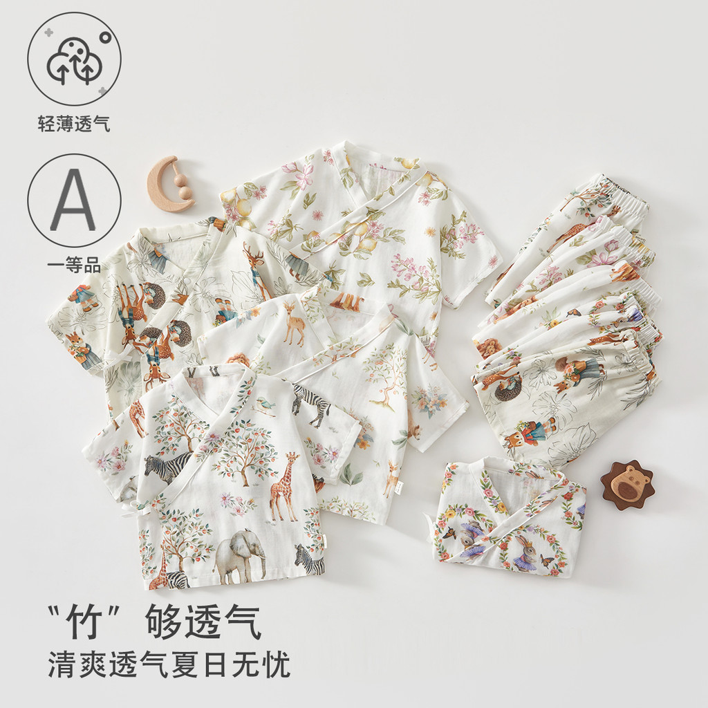 Roupas de bebê roupas de bebê classe a divisão terno verão Shorts de manga curta roupas de bebê estilo gaze Anyang roupa