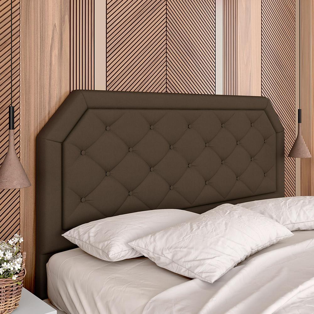 Cabeceira Estofada Cama Box Queen Florença Suede Marrom - Móveis Arapongas em Oferta na Shopee