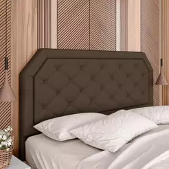 Cabeceira Estofada Cama Box Queen Florença Suede Marrom - Móveis Arapongas