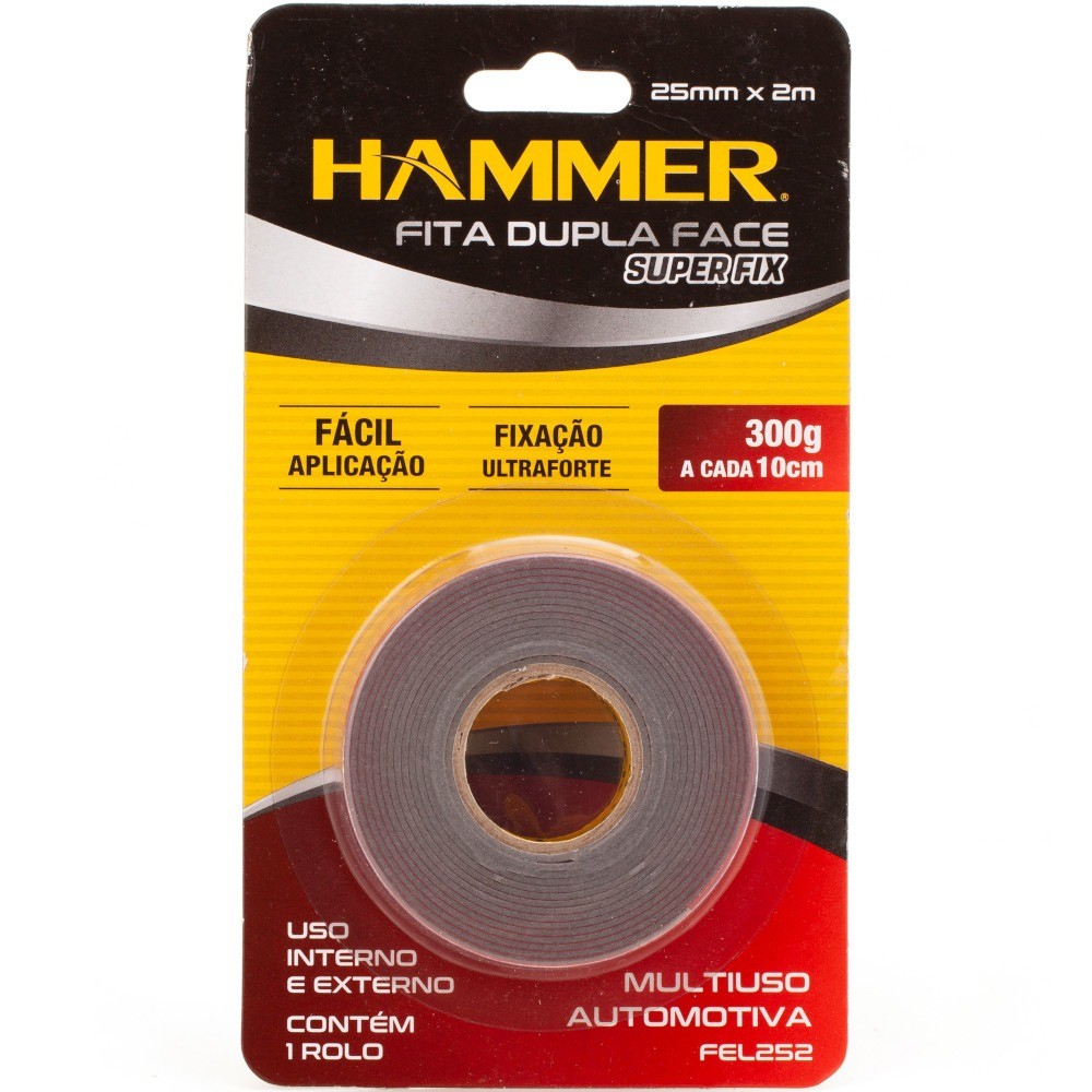 Fita dupla face multiuso automotiva 25mm x 2m - FEL-252 - Hammer em Oferta na Shopee