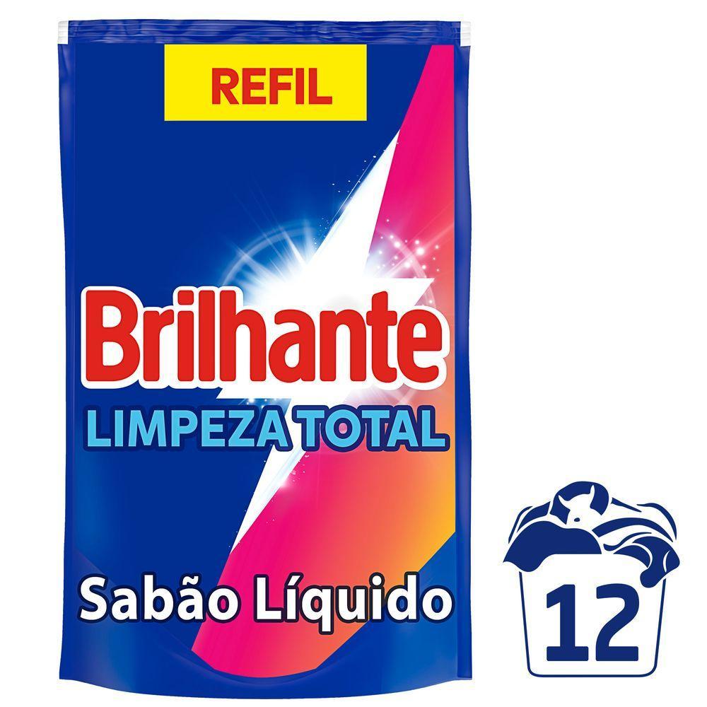 Lava-Roupas Líquido Brilhante Roupas Brancas e Coloridas Limpeza Total 900ml Refil em Oferta na Shopee