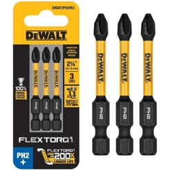 Ponta Bits Philips FlexTorq 57mm PH2 2.1/4Pol. Kit 3 Unidades DEWALT Parafusadeira Impacto