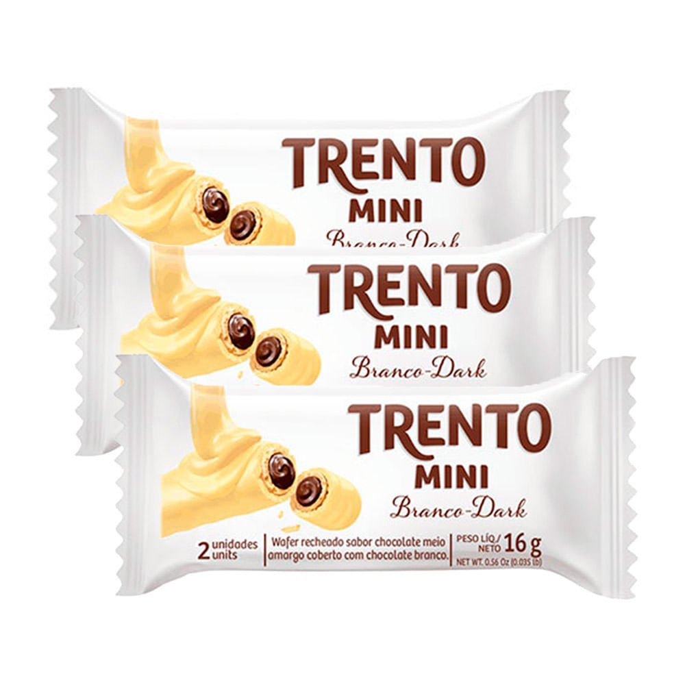Kit 3 Chocolate Trento Mini Branco Dark 16g em Oferta na Shopee