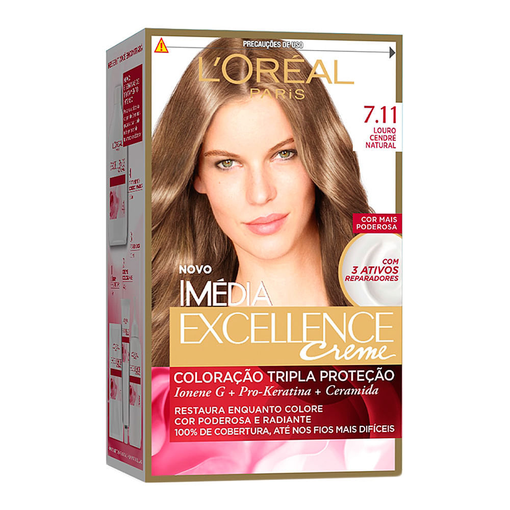 Tintura Creme Imédia Excellence L'oréal Louro Cendre Natural 7.11 Kit em Oferta na Shopee