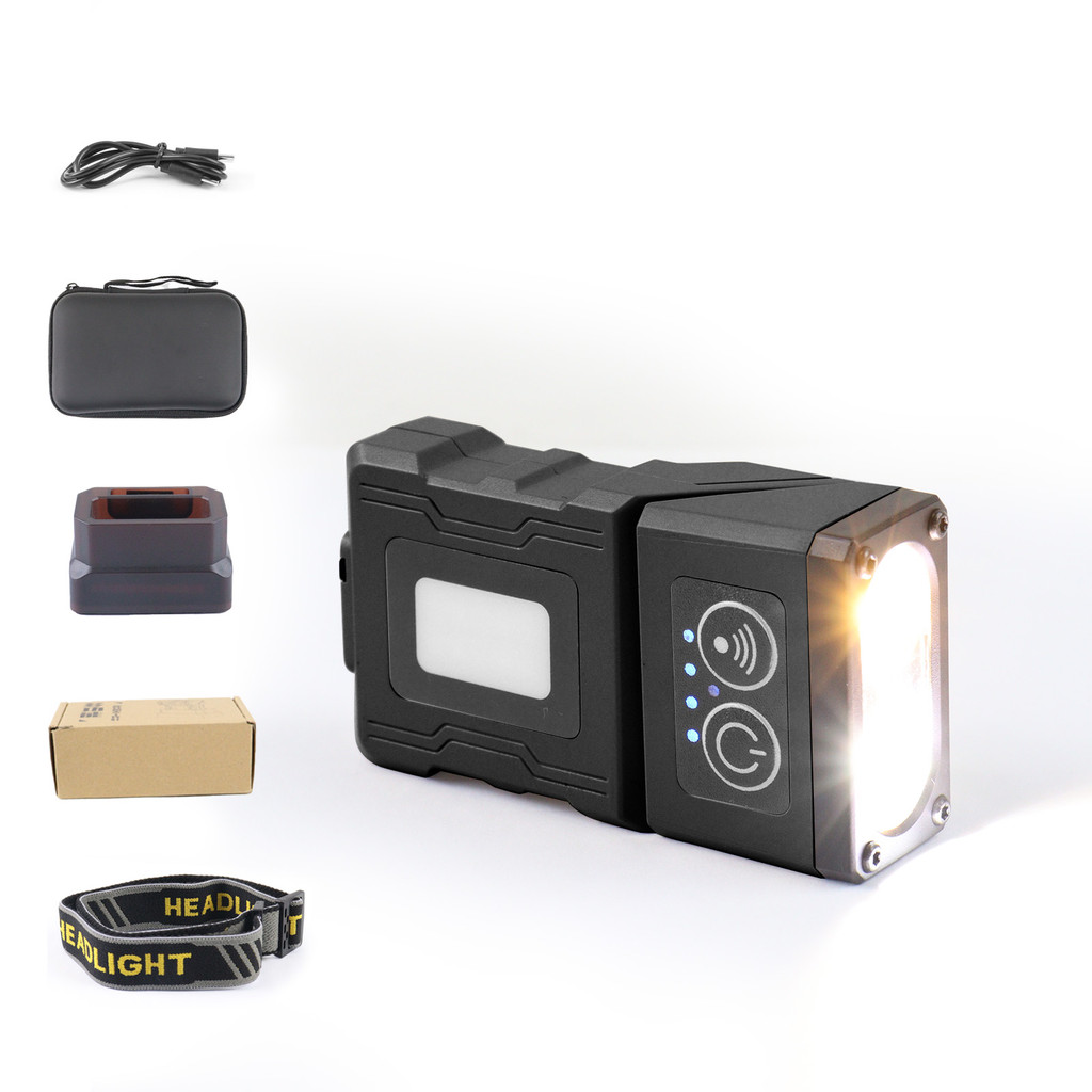 Uniwity Headlamp LED com Sensor USB Recarregável 5 Modos Clipe de Boné Ângulo Ajustável Camping