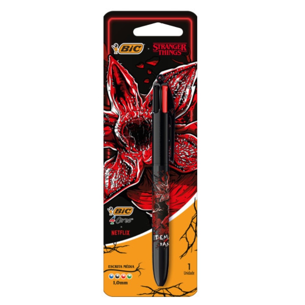Caneta Esferográfica Retrátil BIC 4 Cores Stranger Things Corpo Demogorgon - 530004 em Oferta na Shopee