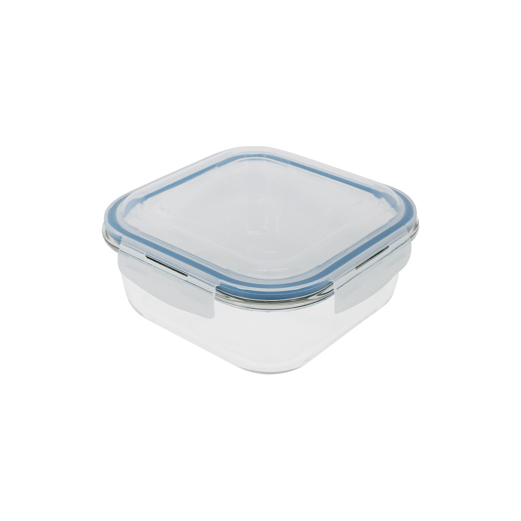 Pote 1,2l de Vidro com Tampa Transparente Quadrado Raso - Oikos
