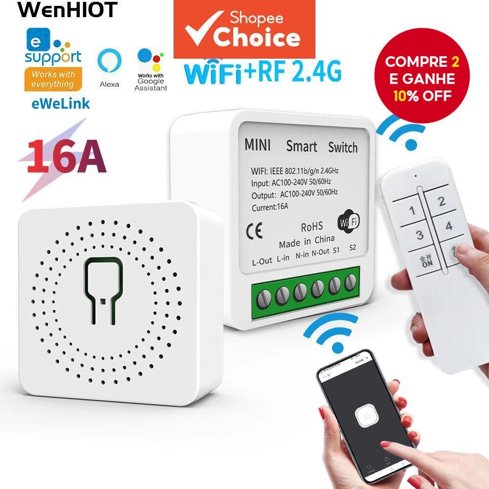 mini Interruptor Inteligente Wi-Fi 16a-Controle De Voz Sem Fio Funciona Com alexa em Oferta na Shopee