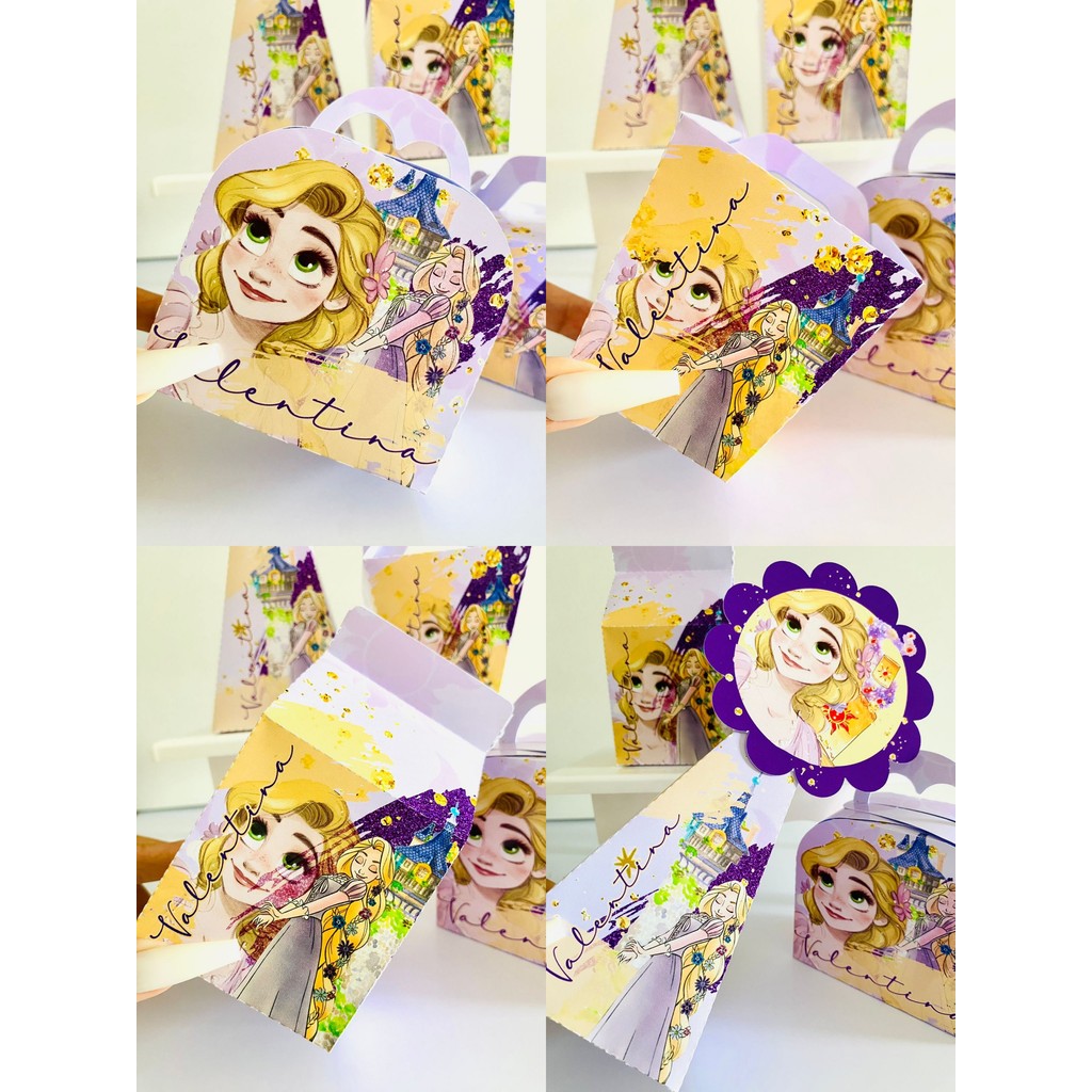 Kit Festa Rapunzel Personalizado | Caixinhas Pegue e Monte | Festa Infantil