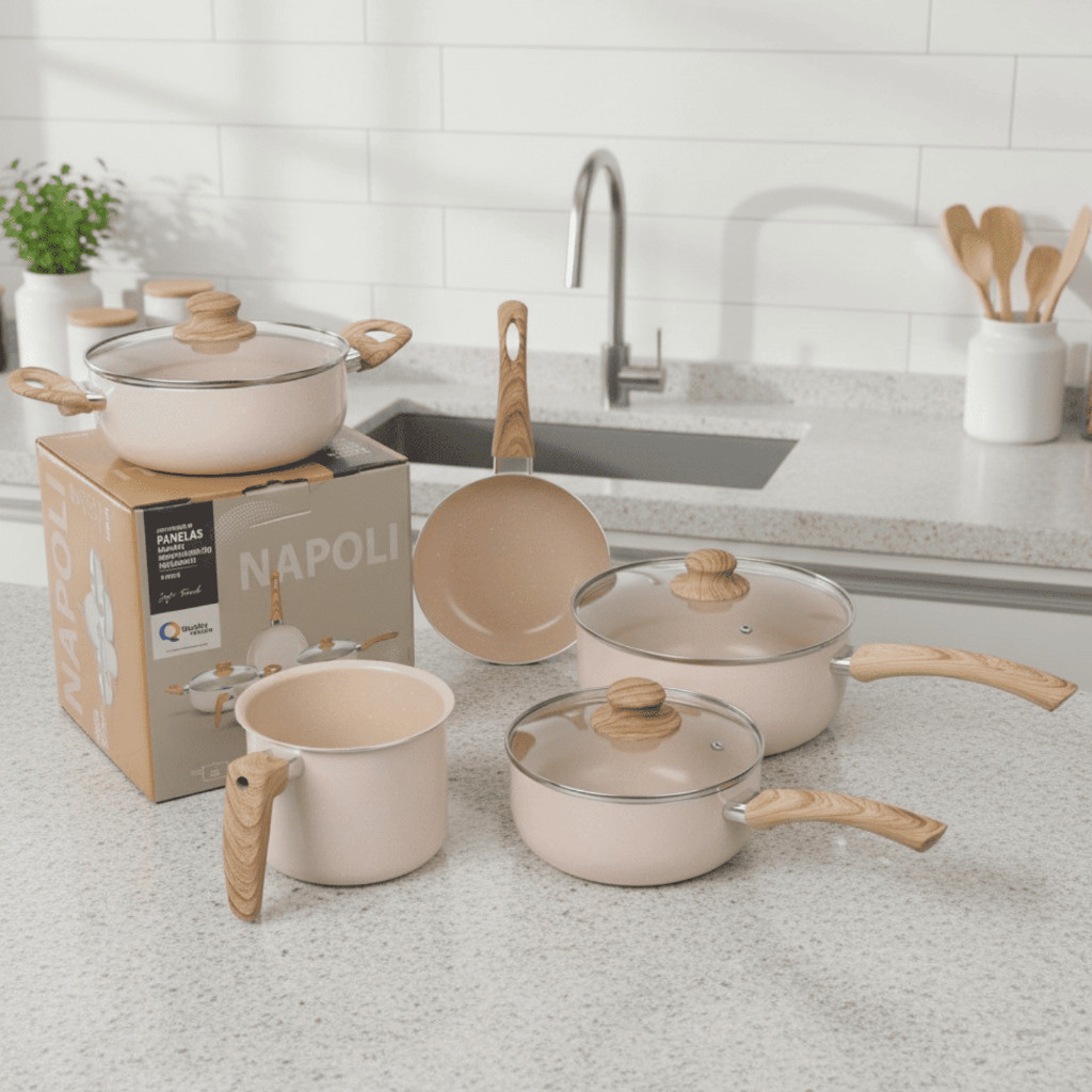 Jogo de Panelas Cerâmica Kit 5 Peças Antiaderente Tampa Vidro