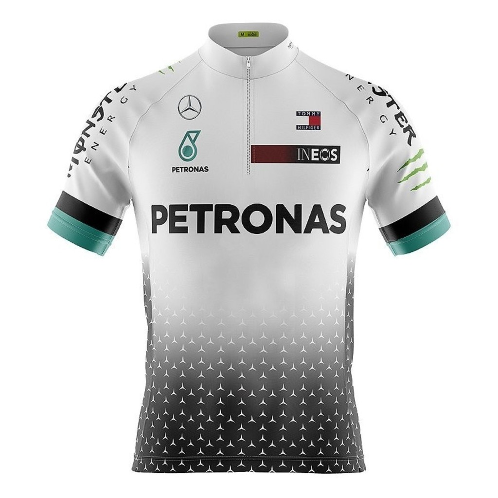 Camiseta Ciclismo Masculina Dryfit Proteção UV Bike MTB Speed Petronas Branca em Oferta na Shopee