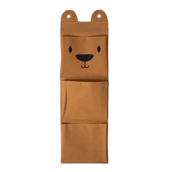 Cesto infantil de parede com 3 bolsos de algodão urso - Oikos