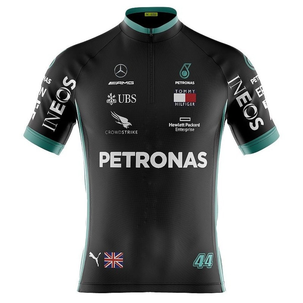 Camiseta Ciclismo Masculina Dryfit Proteção UV Bike MTB Speed Manga Curta Petronas Preta