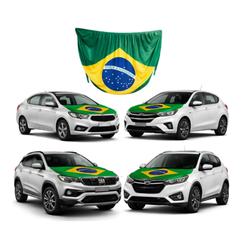 Bandeira do Brasil para Capô de Carro – Tecido Poliéster Reforçado | Copa do Mundo | Torcida Brasil