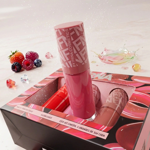 1 Unidade Glosslicious Kit Fran - Fran By Franciny Elkhe Juicy Lips Tutti-frutti