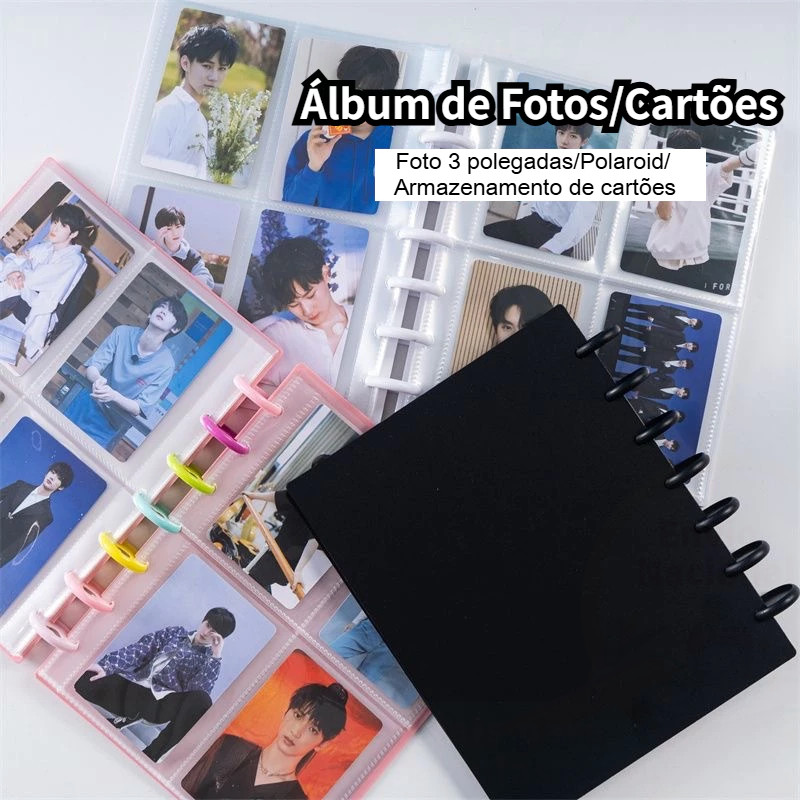 Mini álbum de Fotos 3 Polegadas, 80 Bolsos para Armazenamento de Fotocard e Fotos