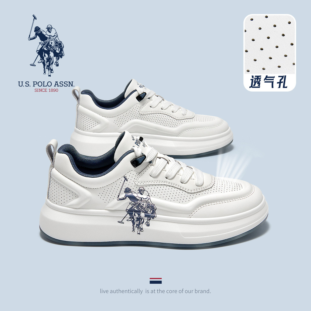 USPA American Polo Association Tênis Genuíno Masculino Outono Respirável Ultra-Leve Casual Esportes Sapatos Brancos Meni