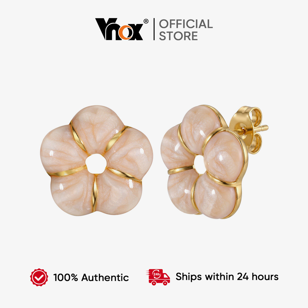 Brincos De Flor Vitrificada Branca Vnox Para Mulheres E Meninas , Joias Brancas Fofas Presente