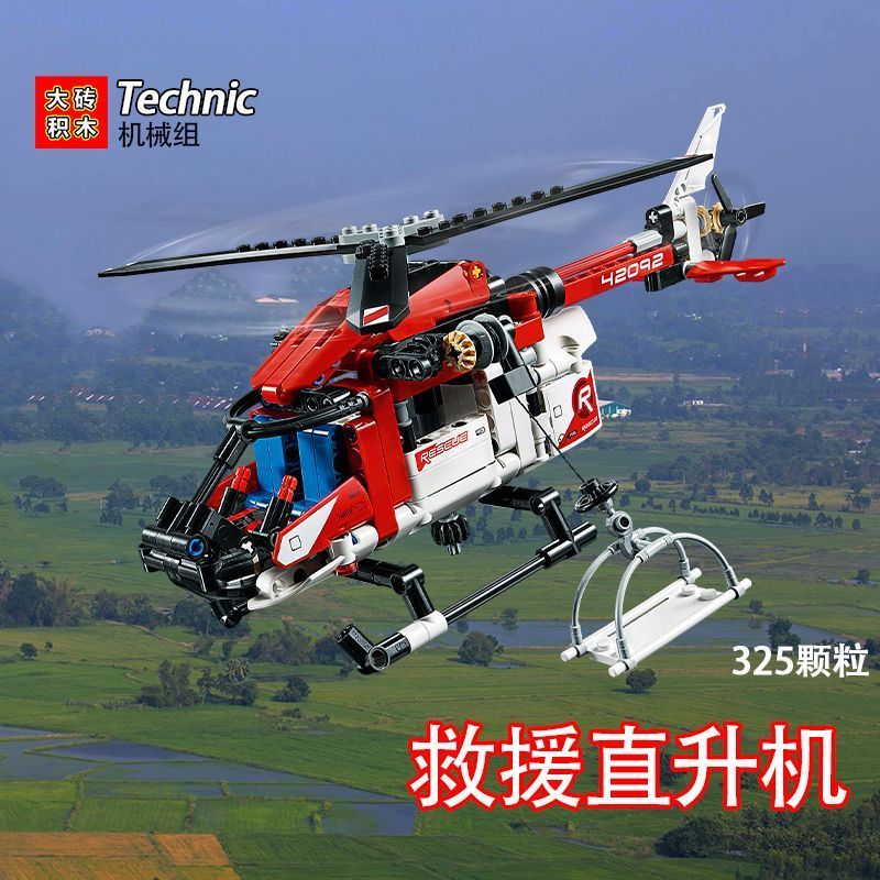 Compatível com Lego 42092 Rescue Helicopter Grupo Mecânico Blocos de Construção Helicóptero