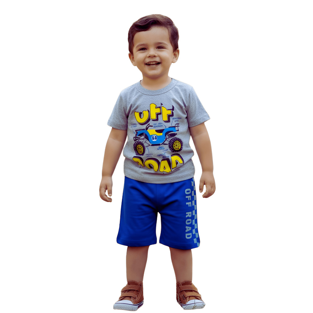 Conjunto Menino Camiseta Manga Curta Com Bermuda Moletinho