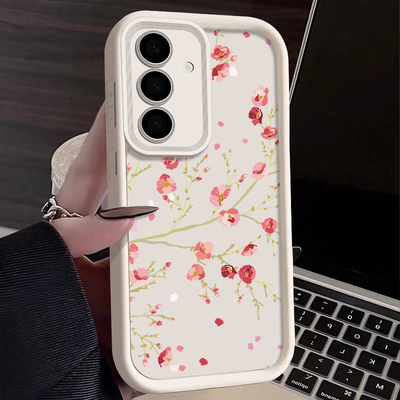 Flor De Pêssego Silicone Macio TPU Caso Para Samsung Galaxy A57 A55 A56 A54 A53 A52 A52s A37 A36 A35 A34 A26 A17 A16 A15