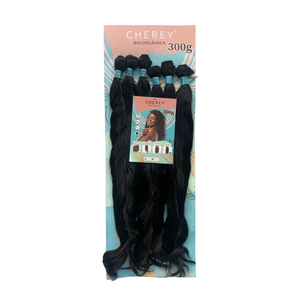 Cabelo Liso Ondulado Bio Orgânico Perla 6x Perla 300g Para Entrelace Cor 1B# Preto