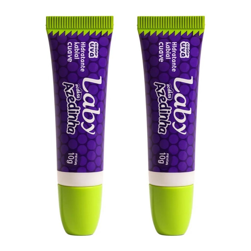 Kit 2 Hidratante Labial Efeito Gloss Sabor Uva Laby Azedinha 10g