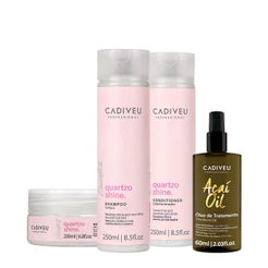 Kit Cadiveu Professional Quartzo Shine Shampoo Condicionador Máscara e Açaí Oil 60 (4 produtos)