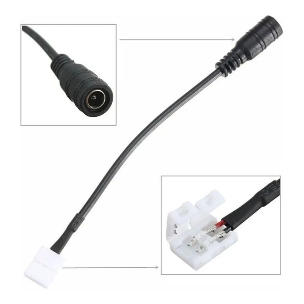 KIT 10 /20 Conector Plug P4 Fêmea Cabo e Emenda 2 Vias P/ Fita LED 5050 - 12V 24V
