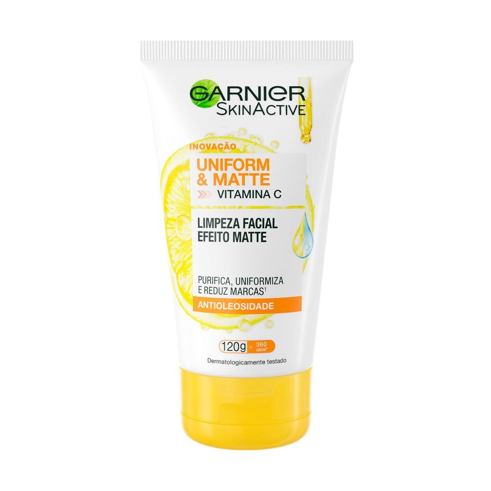Limpeza Facial Garnier Uniform & Matte Vitamina C Antioleosidade 120g em Oferta na Shopee