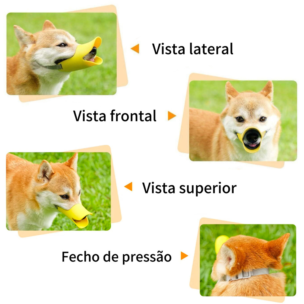 Focinheira Bico de Pato para Cães Pet Anti Mordida Latido Lamber Feridas Silicone Ajustável — imagem 2 de 2