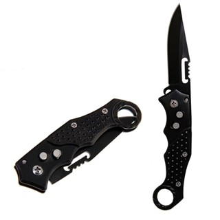 Canivete Automático com Trava em Aço Inox Preto – Ideal para Camping, Frutas e Uso ao Ar Livre em Oferta na Shopee