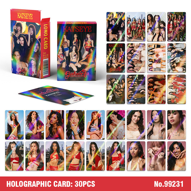 30 Pçs/Caixa KATSEYE Photocard Internet Girl Gabriela Cartão Holográfico KPOP LOMO Coleção