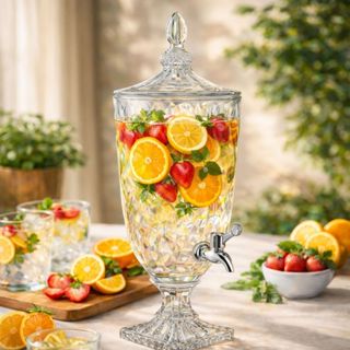 Suqueira de Vidro 5 / 3 Litros com Torneira  | Jarra Cristal Diamante com Tampa em Oferta na Shopee