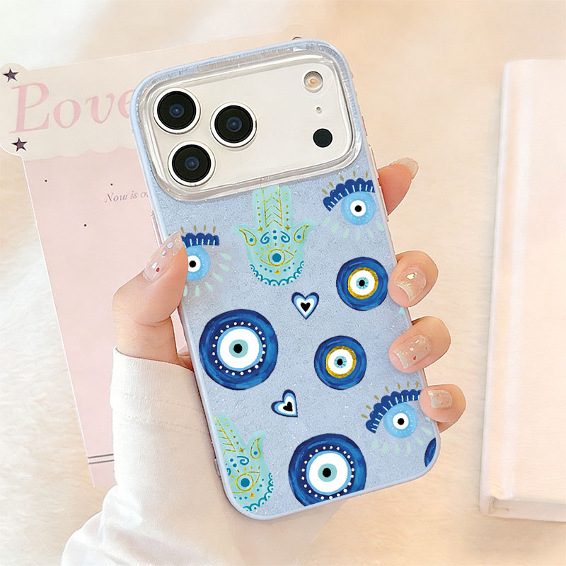 Caso Glitter Para Samsung S26 Ultra S25 S24 Plus S23 FE S22 S21 S20 A17 A07 A06 A15 A16 A56 Ins Vento Olhos Azuis Luxo C