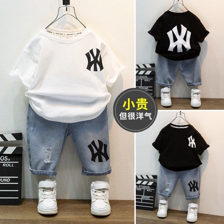 Roupas infantis meninos ternos finos roupas de verão roupas de manga curta Puffian bonito na moda bonito na moda#儿童装男童套装