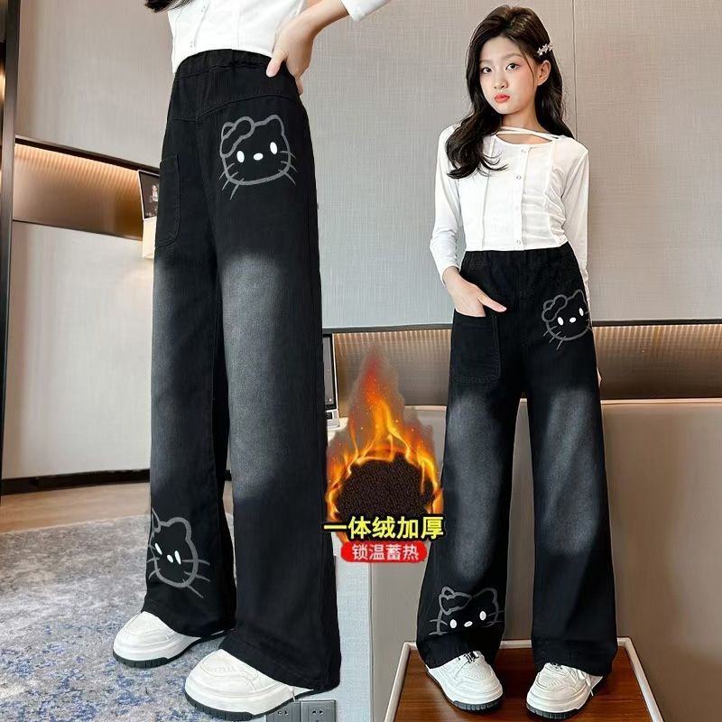 Tubo infantil meninas moda larga mais outono inverno roupas calças estilo novo estilo calças retas cod2023 crianças moda