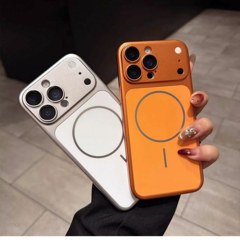 Transformação novo estilo iphone 17 pro max para iphone 17 ar 16 15 14 13 textura de Metal nu luz fosco caso de vidro