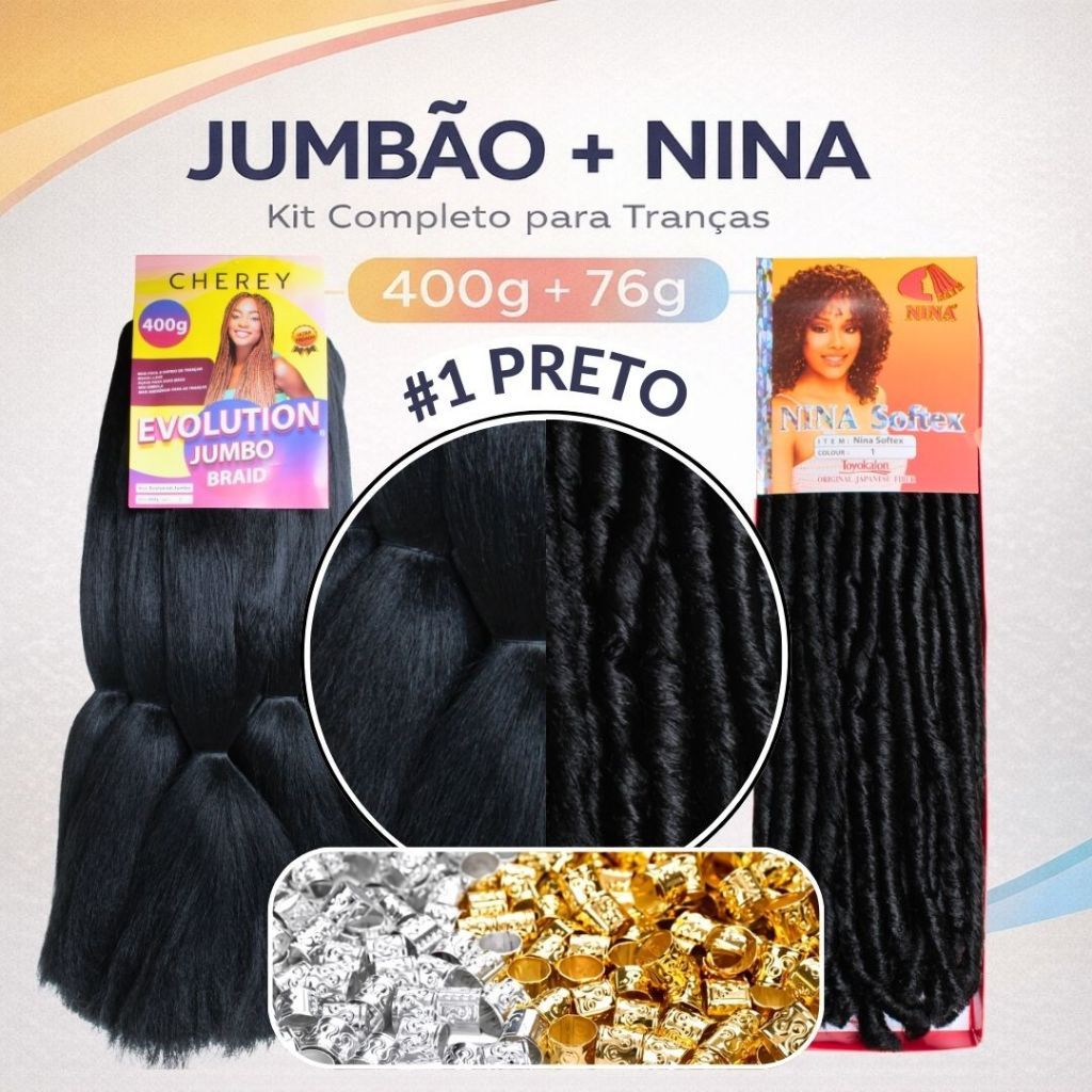 Kit Gypsy Cabelo Para Trança Jumbo 400g + Nina Softex 76G Box Braids — imagem 2 de 2