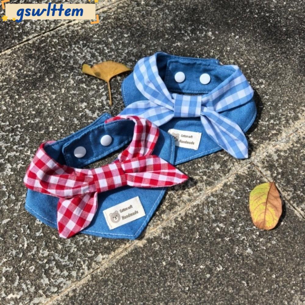Gswltt Bandanas Para Cães , Respiráveis Com Babadores Gravata Borboleta Xadrez Vermelha , Bandana Macia E Adroável Anima
