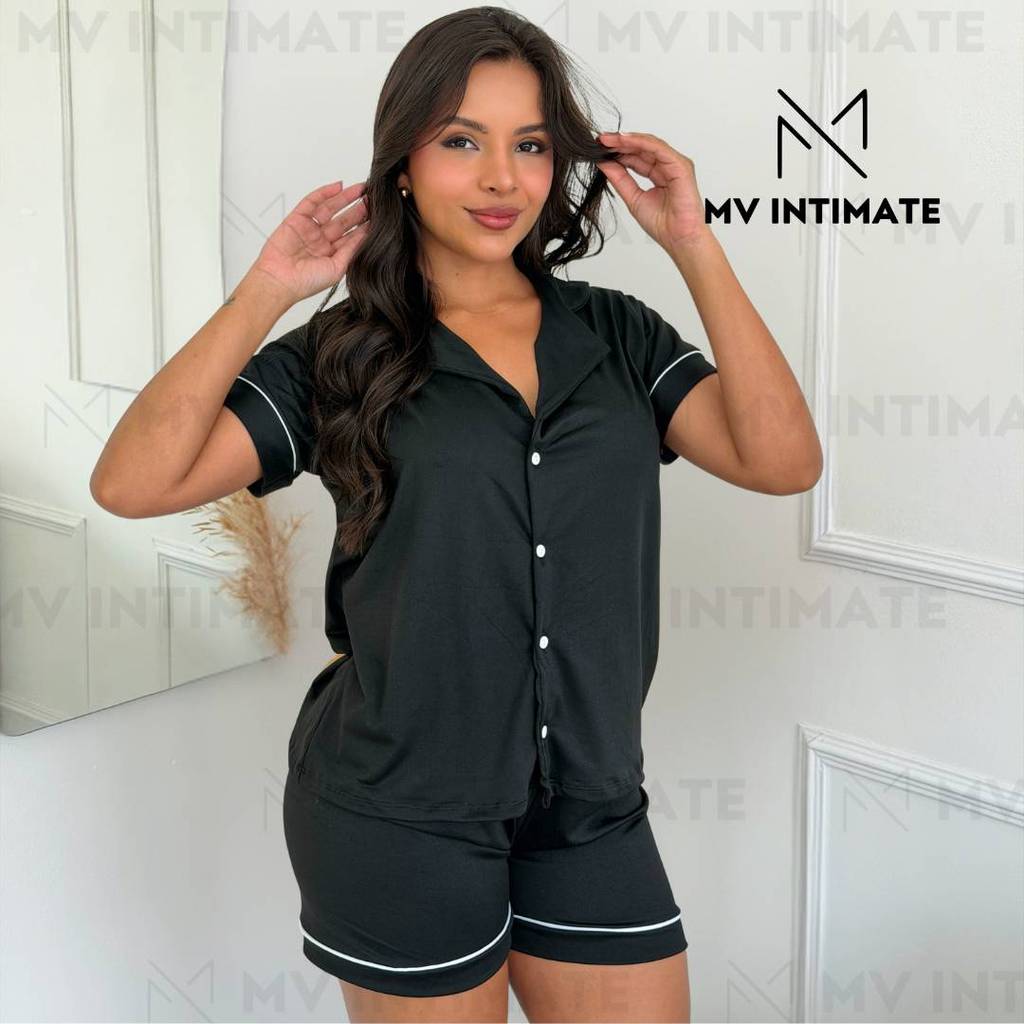 Baby Doll Americano Liso Pijama Feminino Aberto em Malha Suede Super Confortável
