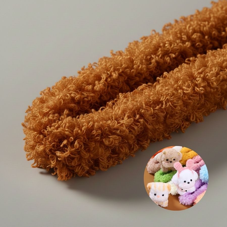 Haste de Chenille de Pelúcia Caramelo (101cm) Pelo de Coelho - 1 unidade